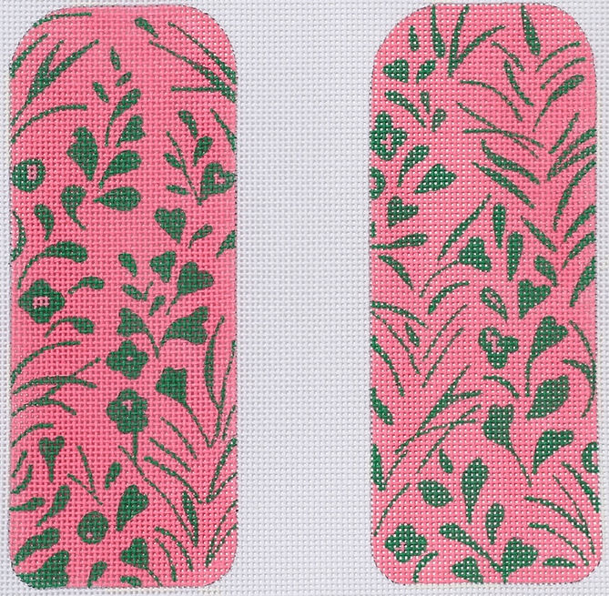 Glasses Case – Hawaiian Floral – greens on pink (half-size)