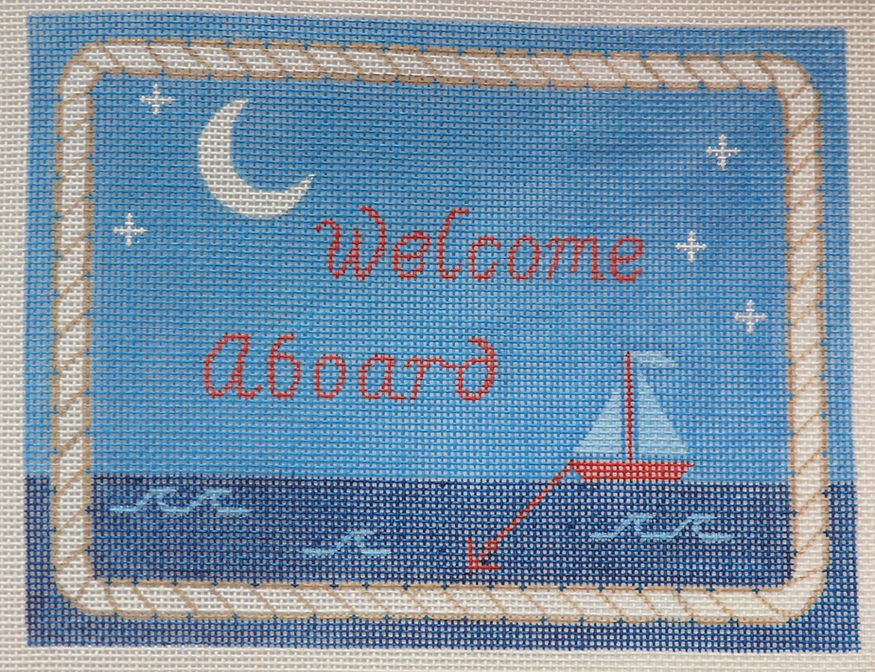 “Welcome Aboard” Sailboat – red, white, blue
