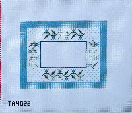 Blue Floral Swiss Dot Monogram Pillow