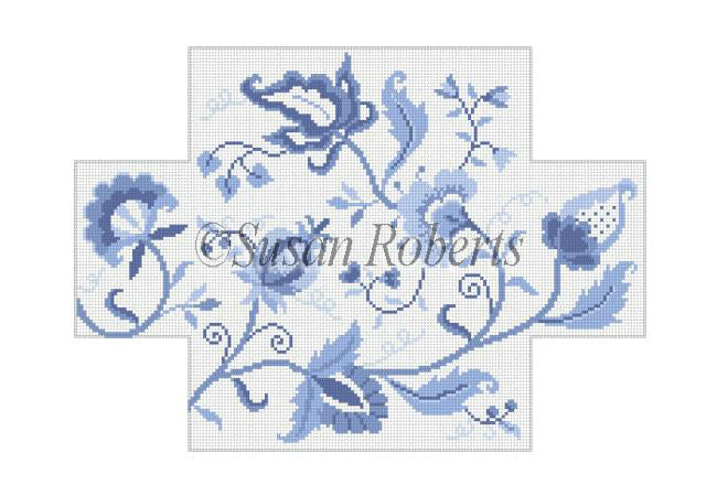 Crewel Floral, blues  - Brick Cover