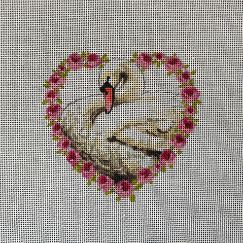 Swan In Heart Of Flowers