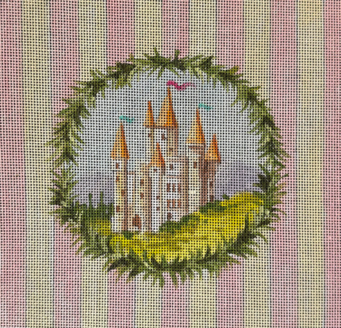 Castle W Wreath And Striped Background