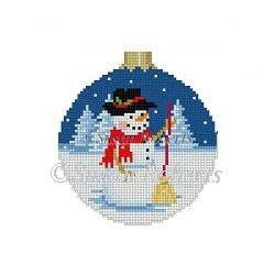 Night Snowman - 3" Round Ornament