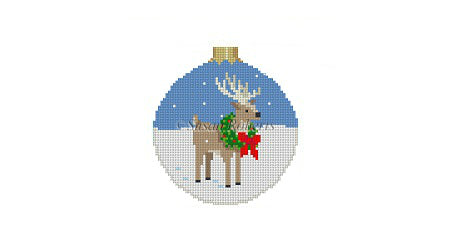 Reindeer In Wreath - 3" Round Ornament