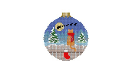 Cat Waiting - 3" Round Ornament