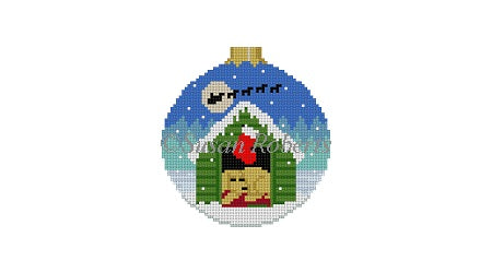 Dog Waiting for Santa - 3" Round Ornament