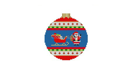 Santa Sleigh - 3" Round Ornament