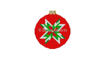 Quilt Star Flower - 3" Round Ornament