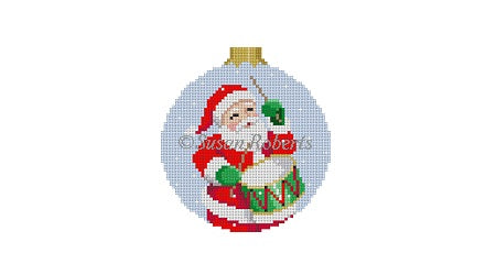 Santa Drumming - 3" Round Ornament