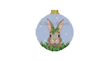 Rabbit In Holly - 3" Round Ornament