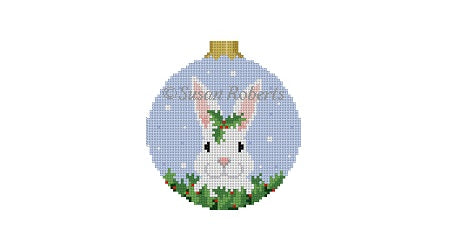 White Rabbit In Holly - 3" Round Ornament
