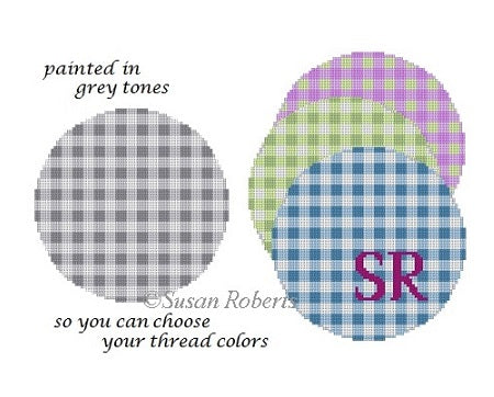 Color Pick Gingham - grey, 4" round