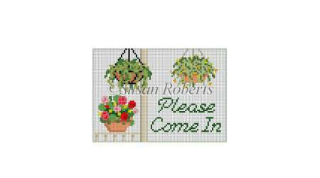 Hanging Baskets,  "Please Come In"  - Sign
