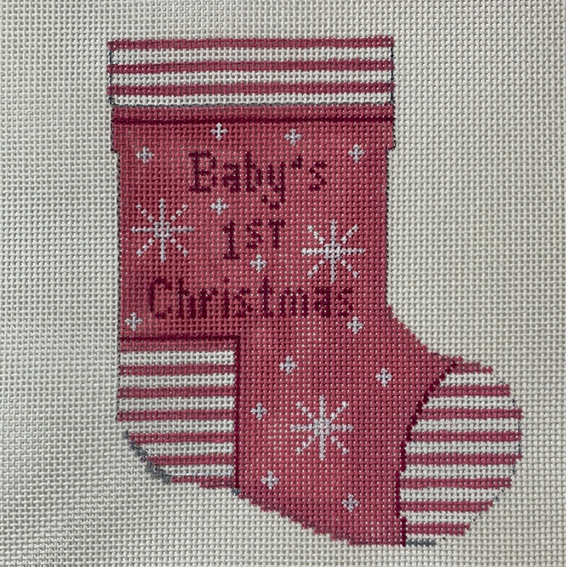 Mini Stocking - Baby’s First Christmas (Pink)