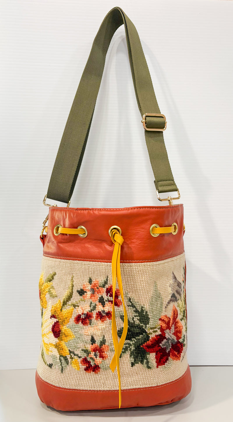 Bell Pull Bucket Bag - Bespoke Needlepoint Bag Collection