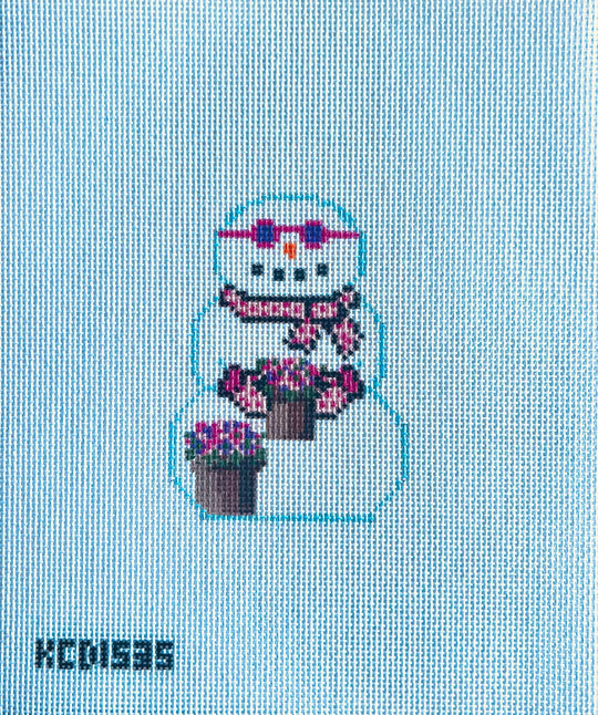 Snowman with Pink Flowers