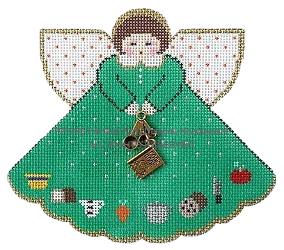 Angel with charms: Cooking (green) w free stitch guide