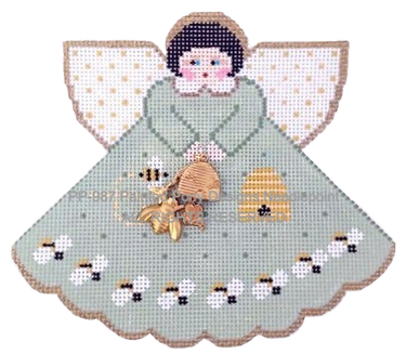 Angel with charms: Honey Bee (pale green)  w free SG