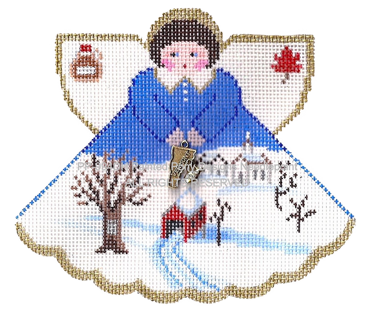 Angel with charms: Vermont (winter/covered bridge)