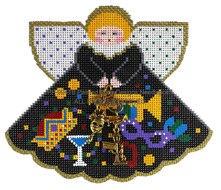 Angel with charms: Mardi Gras (collage)