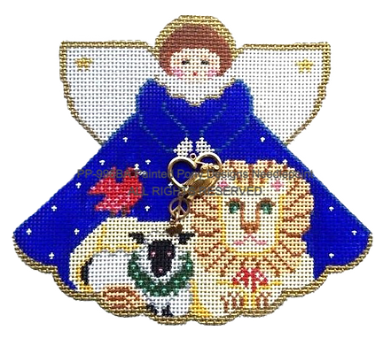 Angel with charms: Lion & Lamb (blue)