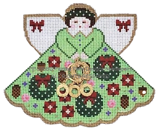 Angel with charms: Wreaths (green)