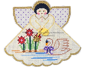 Angel with charms: 7 Swans A Swimming (cream)