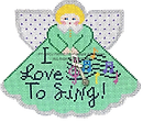 Angel with charms: I Love to Sing (green)