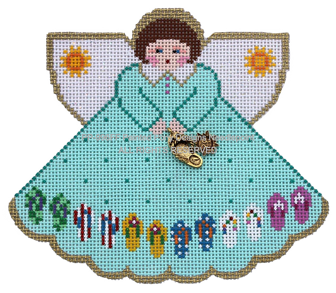 Angel with charms: Flip Flops (aqua)