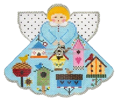 Angel with charms: Bird House (light blue)