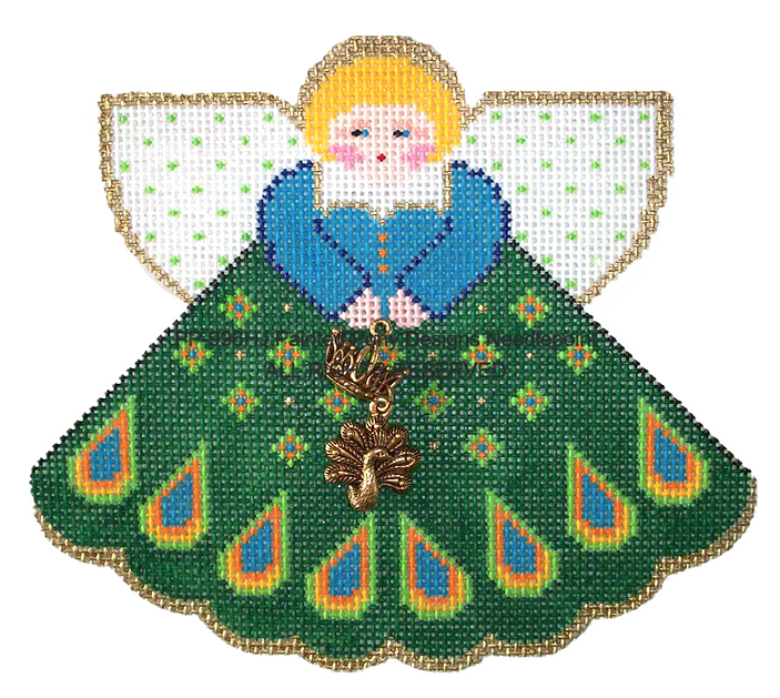 Angel with charms: Peacock (green)