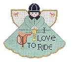 Angel with charms: Love to Ride/English (light green)