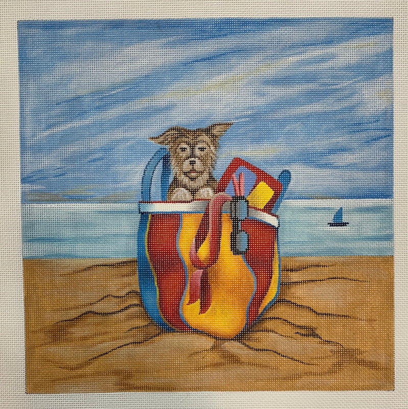 Yorkie in Beach Bag