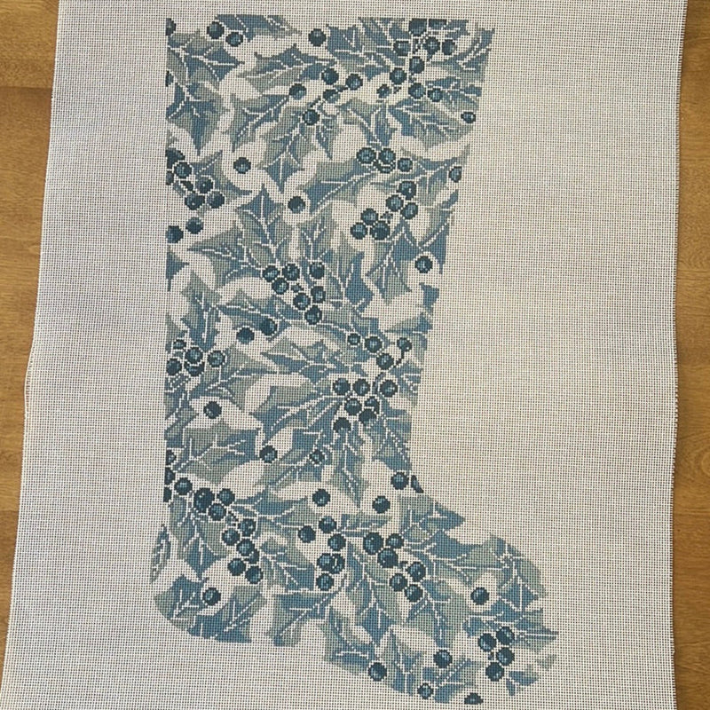 Kate Woodward ·  Blue Holly Stocking-14 mesh
