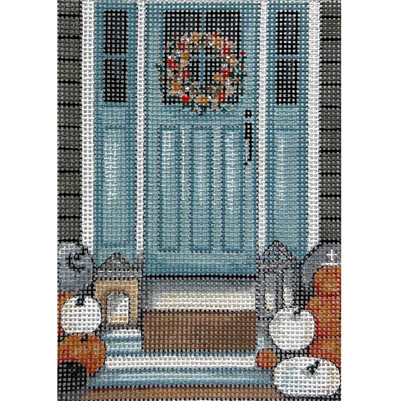 Pumpkin and Teal Door