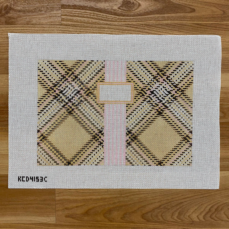 Tartan Plaid Clutch - Cream