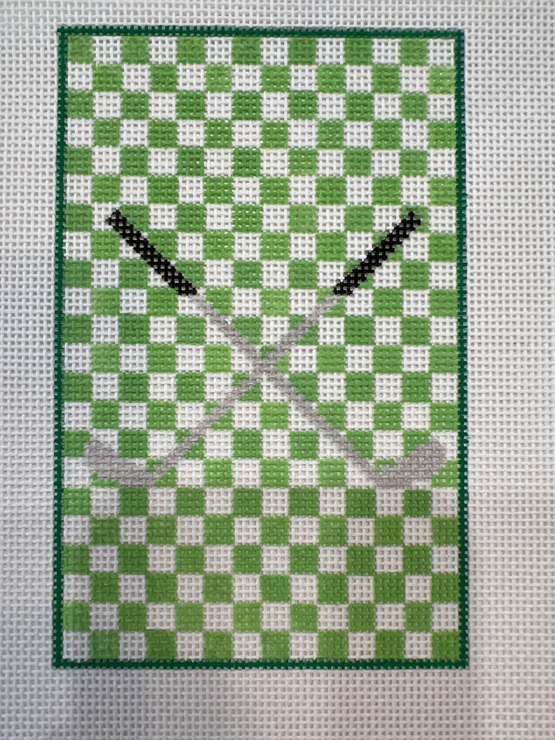 Golf clubs - green & white check