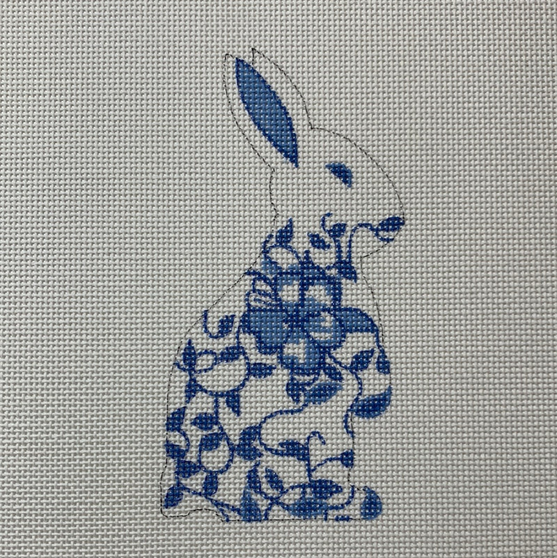 Standup Bunny - Blue & White Floral