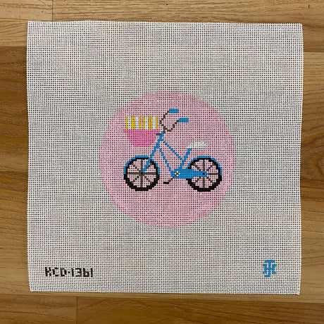 Bicycle with Basket on Pink Ornament