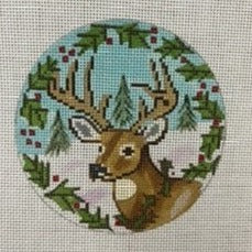 Christmas Deer And Holly Ornament