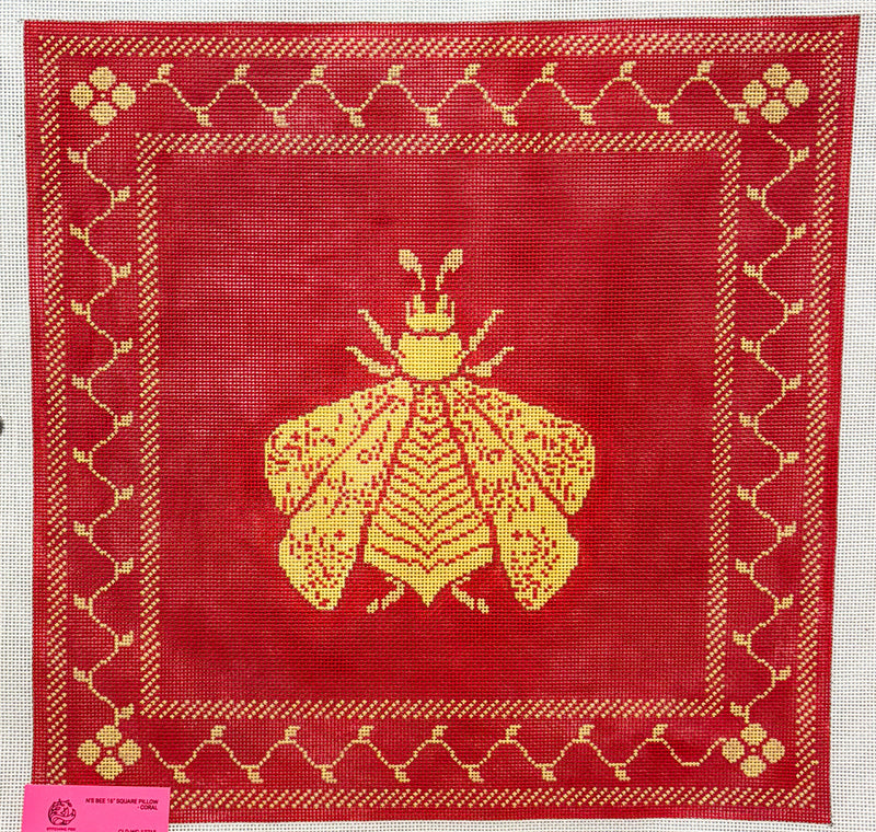 N's Bee 16" Square Pillow - Coral