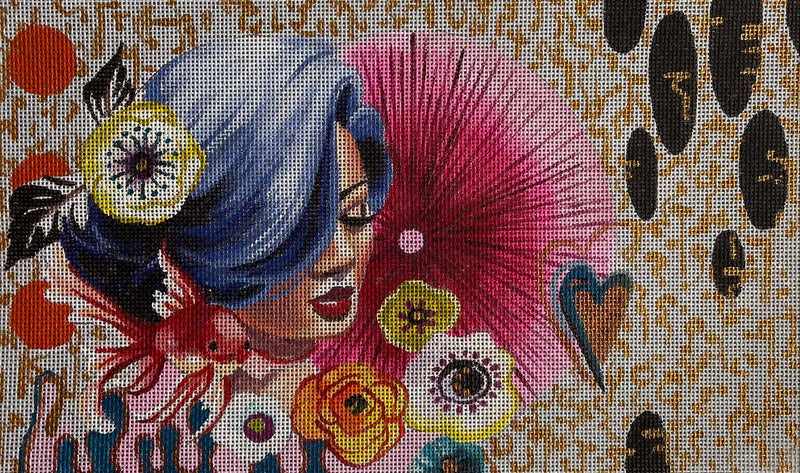 Blue Hair Lady & Gold Fish Clutch