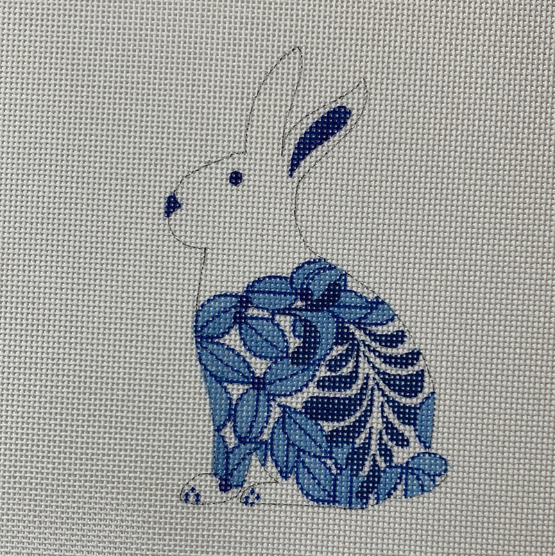 Standup Bunny - Blue & White Leaves