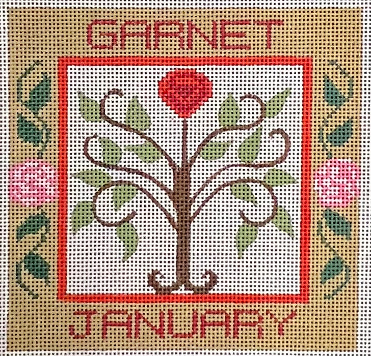 January Birthstone Floral Square