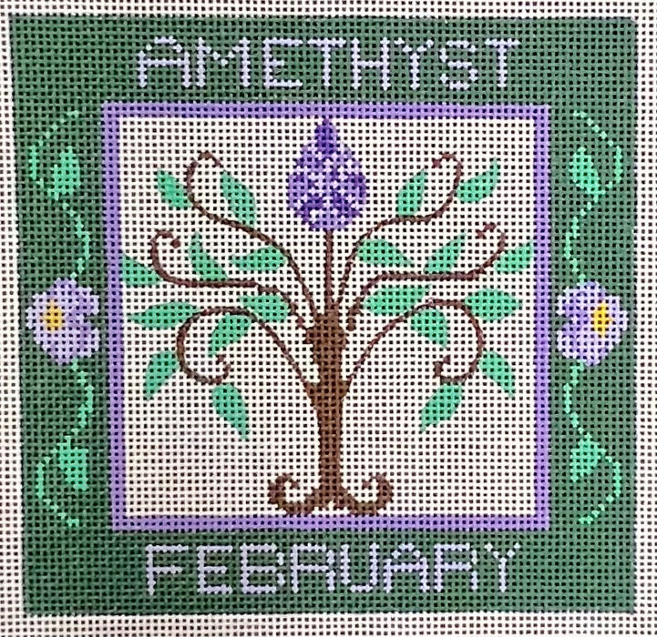 February Birthstone Floral Square