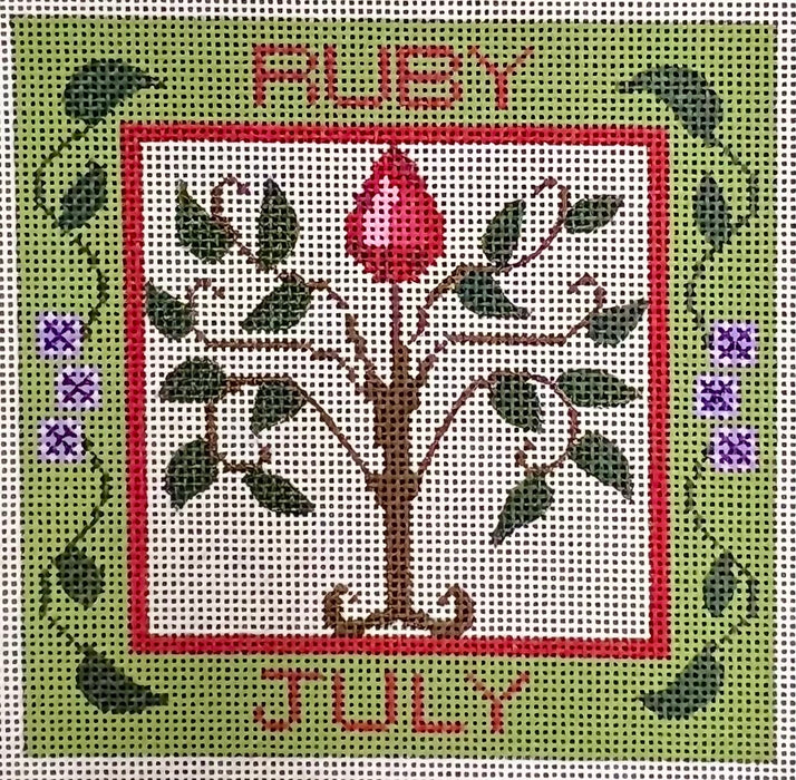 July Birthstone Floral Square