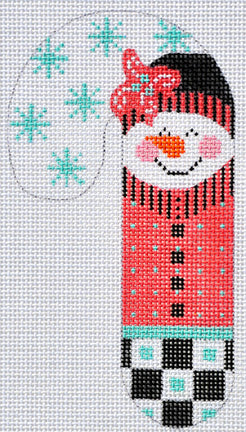 Pink and Black Snowman Candy Cane