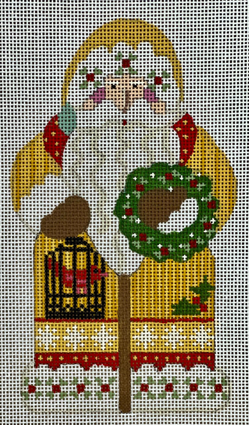 Father Christmas - Yellow holding Wreath