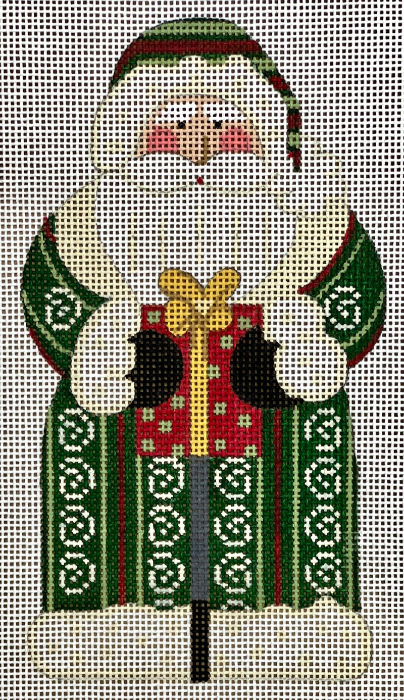 Father Christmas - Green holding Present