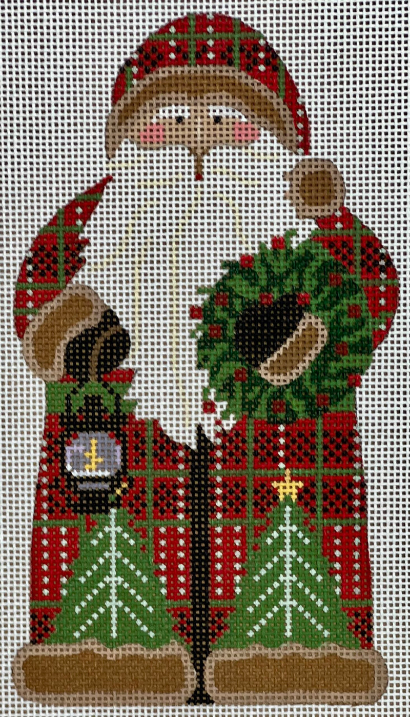 Father Christmas - Red holding Wreath and Lantern